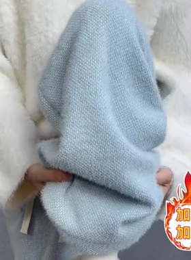 孕妇蓝色针织糯米裤2026秋冬新款休闲阔腿裤宽松水貂毛加绒加厚女