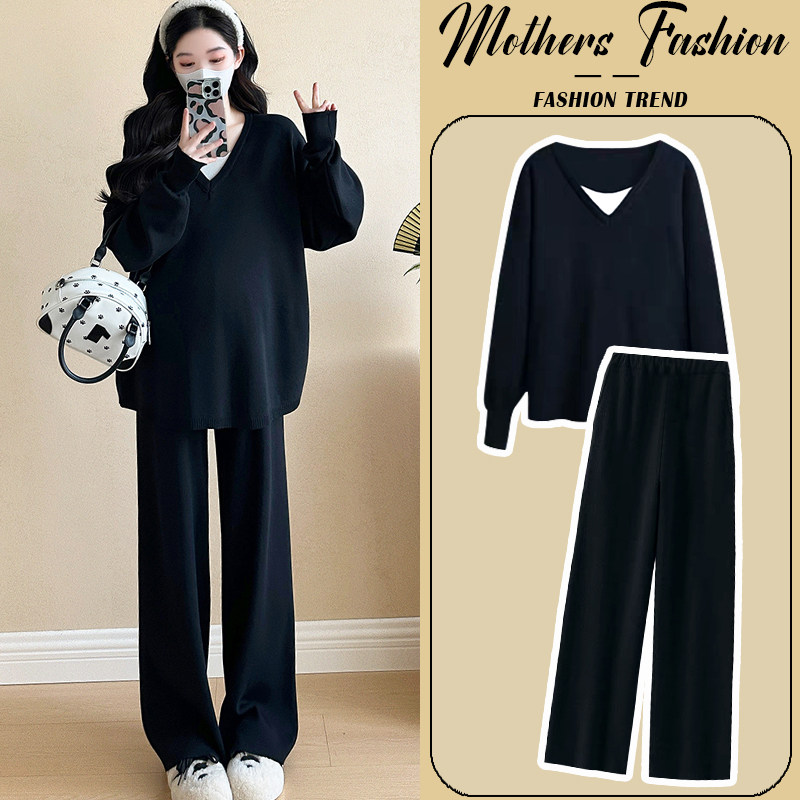 孕妇套装春秋2026新款时尚洋气遮肚韩版显瘦针织毛衣阔腿裤两件套,孕妇装/孕产妇用品/营养,连衣裙,淘宝优惠券,粉丝福利购,淘宝优惠卷