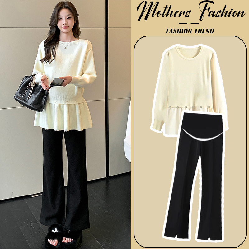 孕妇杏色套装秋冬2025新款