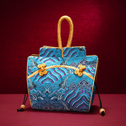 中国风织锦缎旗袍手拎包古风礼品