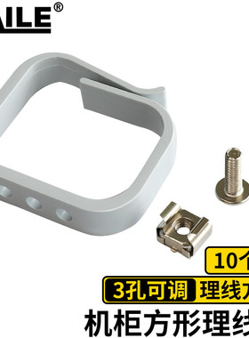 海乐（Haile）机柜理线环 LXH-5549 垂直环形网线光纤理线器 方形绕线扣12mm 10个装