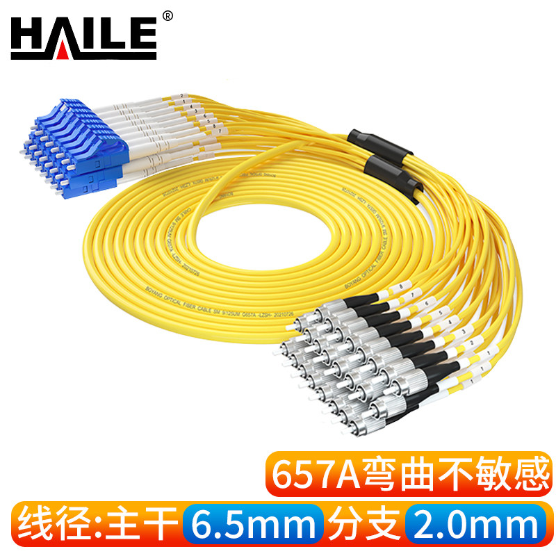 海乐HAILE 单模24芯分支光缆 LC-FC分支束状光纤跳线 10米/条 HJ-24LC-FC-SF10