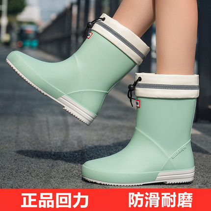 雨靴女时尚防滑防水回力正品耐磨胶鞋赶海水鞋软底短筒加绒雨鞋女