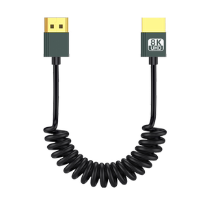 8K超短极细软HDMI弹簧线弯头小micro迷你mini高清线相机接监视器