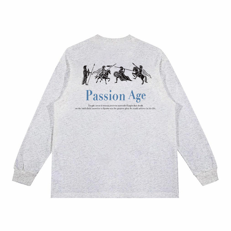 SMILE ISLAND 重磅印花圆领潮牌打底长袖T恤 男女同款