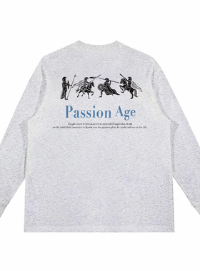 SMILE ISLAND 重磅印花圆领潮牌打底长袖T恤 男女同款