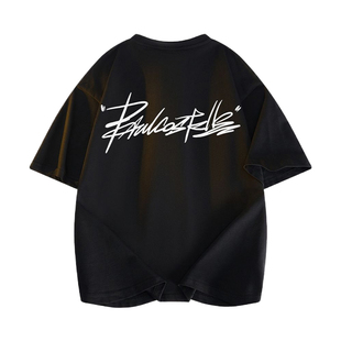 SMILE ISLAND 美式高街艺术签字纯棉字母印花短袖T恤