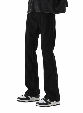 SMILE ISLAND 美式弯刀废土风黄泥微喇叭垂感牛仔裤