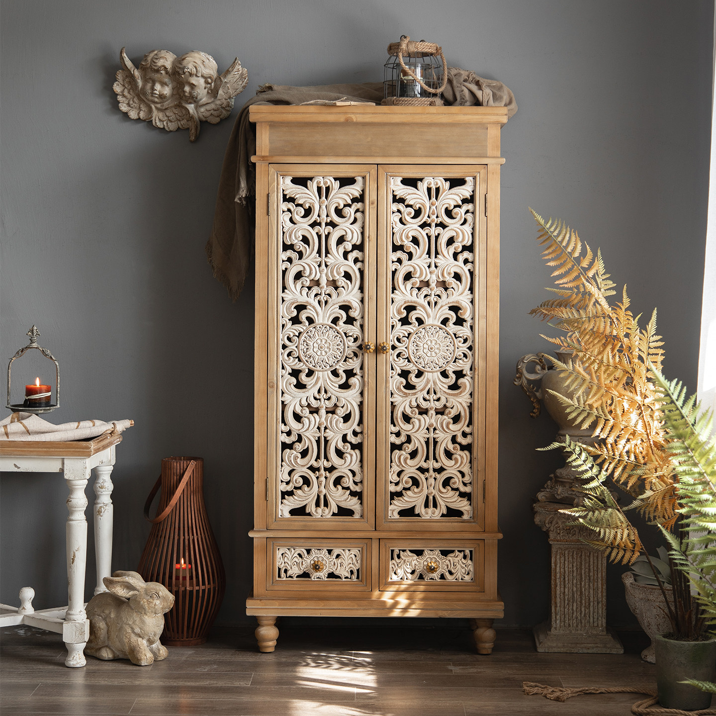 创意美式法式复古储物柜鞋柜玄关柜柜子客厅中古书柜展示柜橱柜