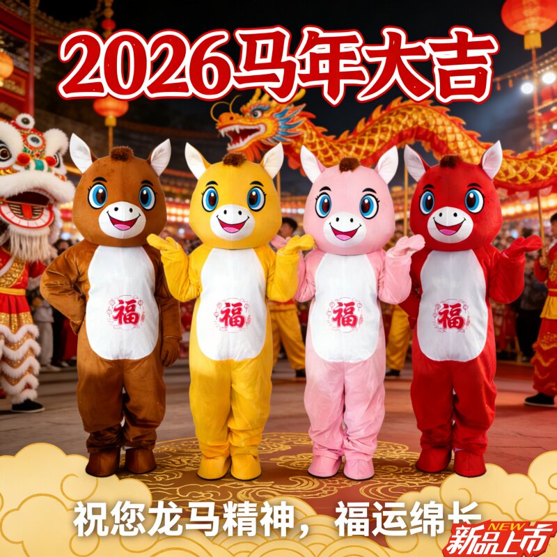 2026马年吉祥物卡通马人偶服