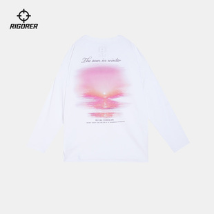 准者长袖T恤男2024年秋季新款不负夏日休闲运动印花套头圆领上衣