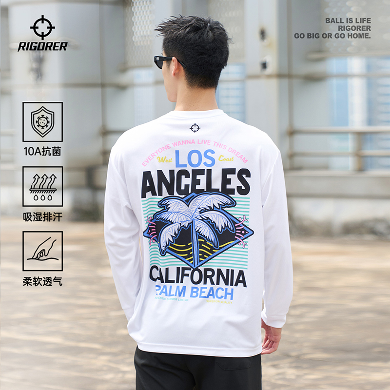 准者里弗斯同款速干投篮服运动长袖T恤男秋季新款椰子树抗菌上衣