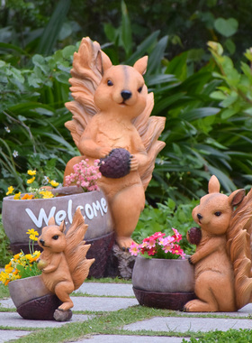 户外园林景观玻璃钢雕塑松鼠摆件花园庭院仿真动物树脂装饰小品