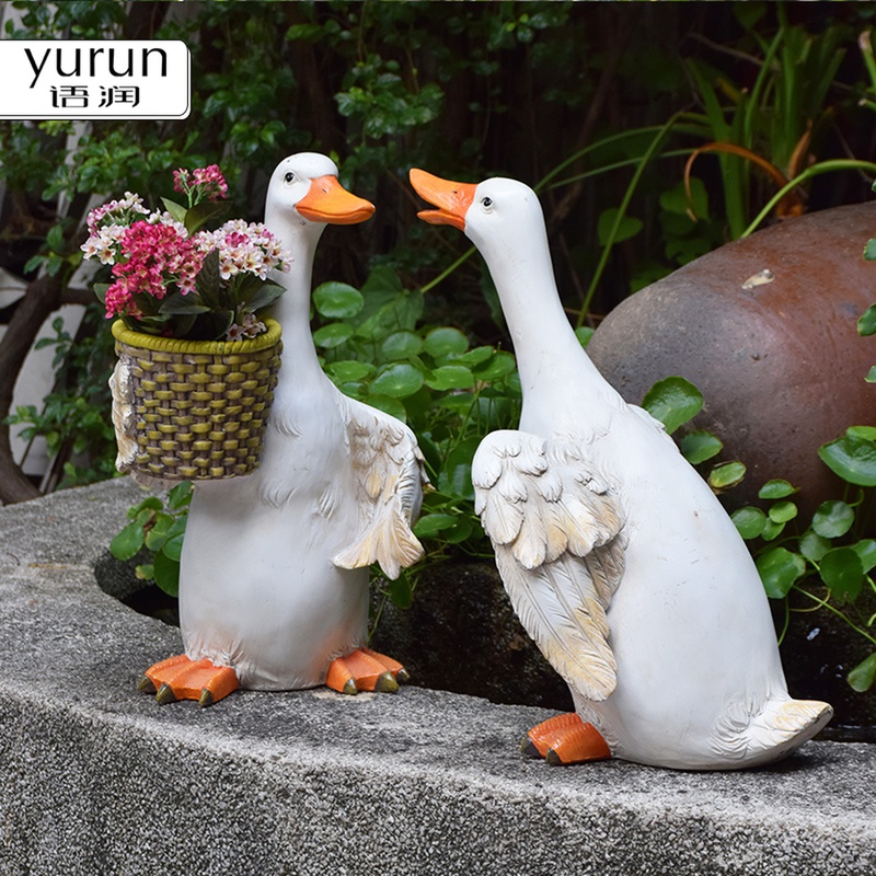 花园装饰庭院别墅户外仿真动物鸭子雕塑摆件公园园林景观花盆造景