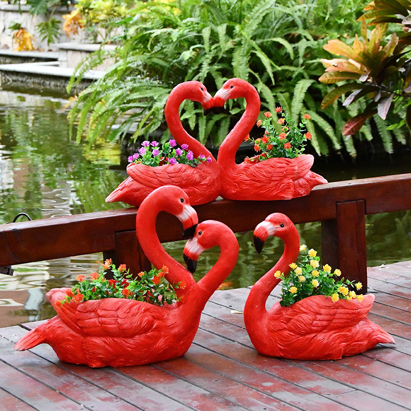 庭院火烈鸟园林景观花盆卡通动物