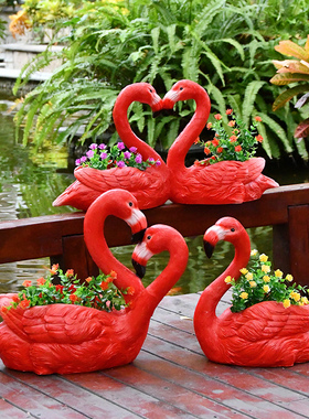 庭院火烈鸟园林景观花盆卡通动物