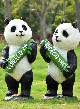 户外园林彷真动物雕塑摆件公园景区花园熊猫欢迎牌景观装饰品摆设