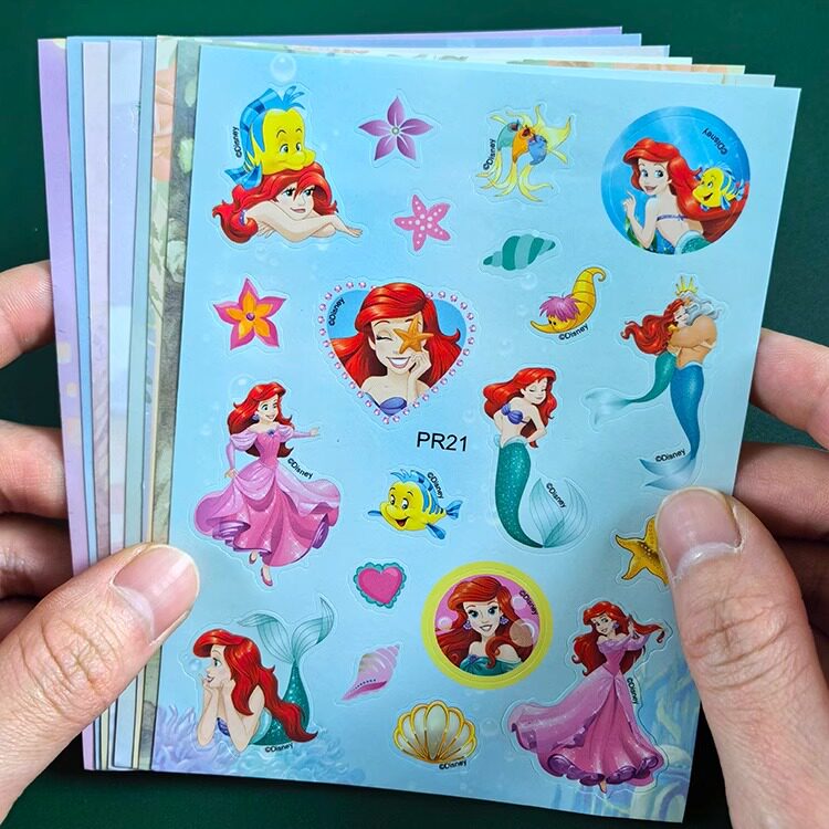 迪士尼美人鱼贴纸书白雪公主儿童奖励粘贴贴画0到3到6岁4女孩玩具