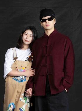 羊毛盘扣唐装新中式外套立领男女潮牌立领秋冬休闲男女夹克