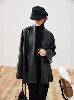 2026秋冬新款进口鹿纹羊皮松弛感皮衣外套真皮荔枝纹休闲款外搭