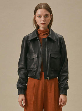 2026秋冬海宁女式绵羊真皮皮衣短款修身棒球服皮夹克简约休闲外套