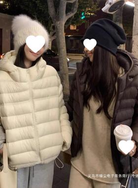 超好看90白鸭绒排骨泡芙羽绒服女短款2025新款连帽轻薄保暖冬外套
