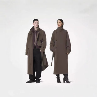 设计师款LEMA秋冬季呢子大衣女男女明星同款三色羊毛大衣外套