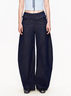 Th~ Row 木耳边双腰头长裤 美式辣妹原创弯刀水洗百搭休闲牛仔裤