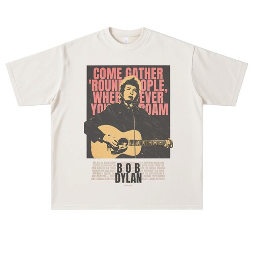 vintage美式复古bobdylan鲍勃迪伦民谣宽松短袖T恤男女潮街头ins
