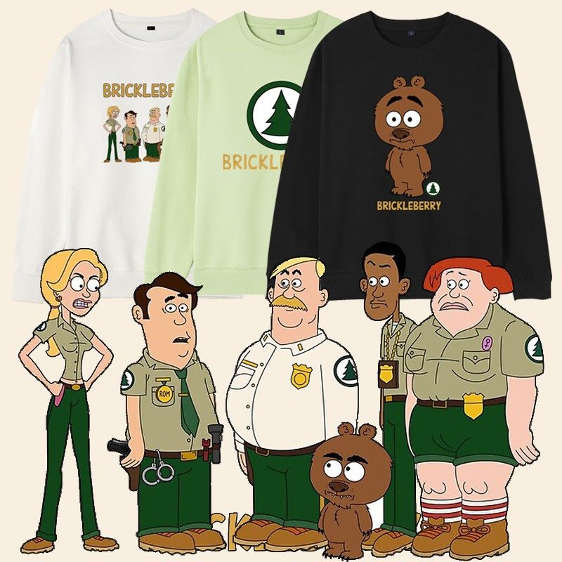 动漫美剧brickleberry脆莓小熊公园周边衣服印花春秋圆领卫衣男女