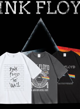 纯棉短半袖T恤男女中性夏欧美摇滚PinkFloyd乐队平克佛洛依德周边