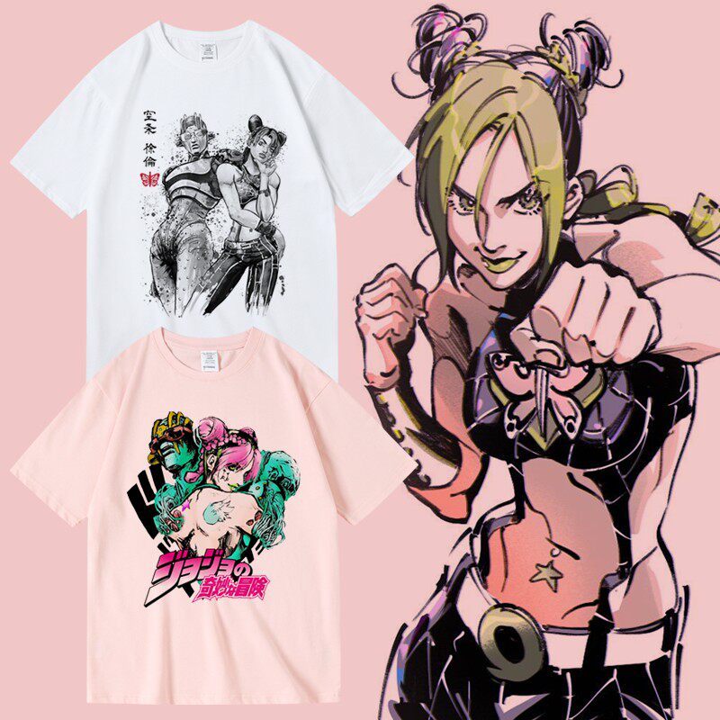 青少年jojo的奇妙冒险石之海空条徐伦周边衣服纯棉短半袖男女夏季