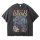 arch enemy大敌乐队圆领落肩水洗宽松T恤夏oversize落肩复古做旧