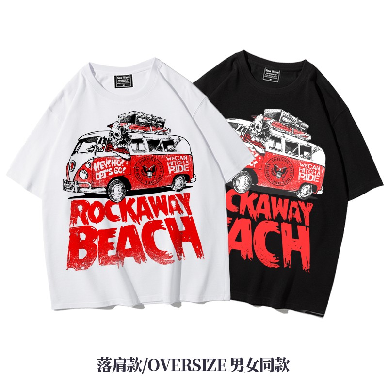 阿美咔叽美式摇滚五分袖T恤