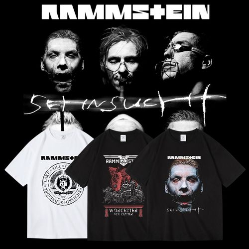 德国战车重金属摇滚乐队Rammstein周边衣服纯棉短半袖T恤男女夏季
