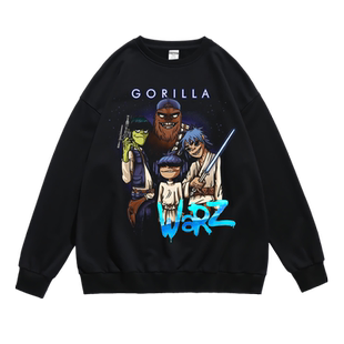 Gorillaz哥斯拉欧美摇滚乐队重金属圆领套头卫衣宽松青少年学生