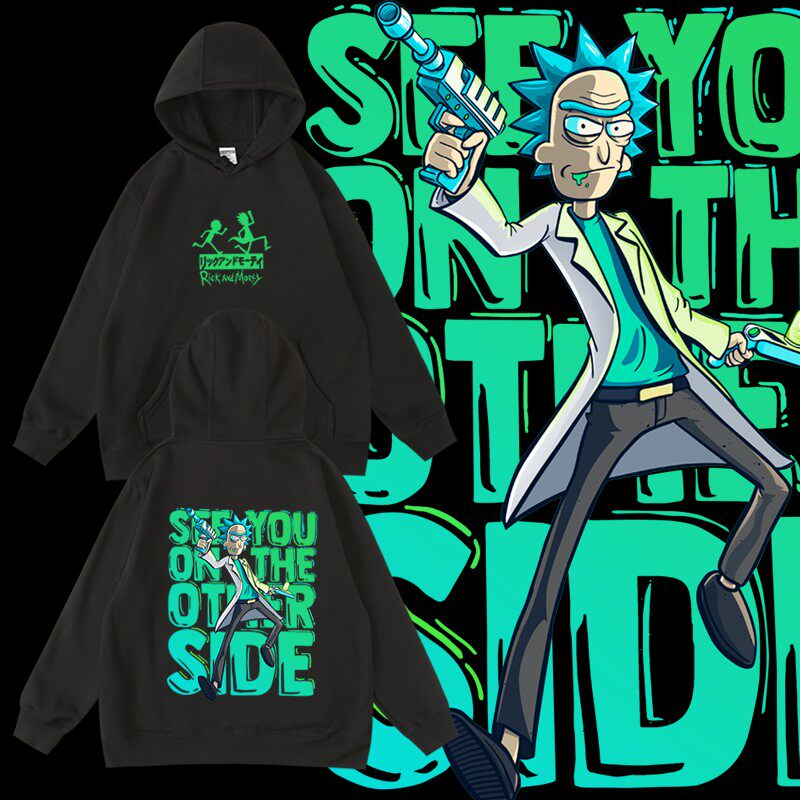 美剧动漫瑞克莫蒂rickandmorty动画周边衣服秋冬连帽加绒套头卫衣