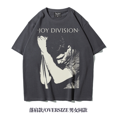 oversize纯棉短袖摇滚落肩