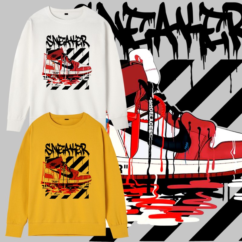 乔丹ins印花男女同款圆领卫衣