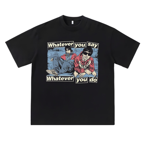 vintage美式复古水洗兄弟情深whatever you do印花宽松短袖T恤夏