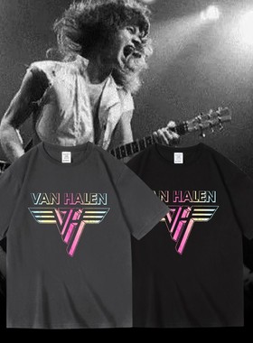 Van Halen重金属乐队美式复古潮牌周边纯棉男女短袖夏圆领套头T恤