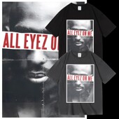 欧美西海岸2pac说唱歌手tupac圆领印花短袖 套头纯棉夏季 男女T恤