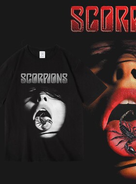 欧美金属摇滚乐队蝎子Scorpions周边衣服纯棉短半袖T恤男女中性夏