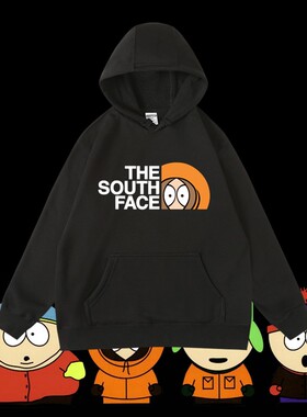 ins超火美式动漫南方公园southpark秋冬加绒连帽套头卫衣男女款