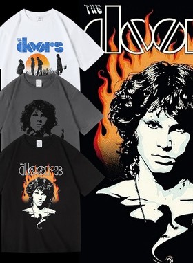 大门乐队the doors吉米莫里森复古纯棉短半袖T恤男女中性款夏季