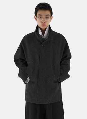 ESAT 廓形中长款连肩袖立领休闲外套