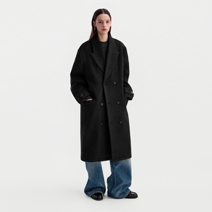 ESAT 重磅羊毛双面呢大衣长款宽松双排扣外套