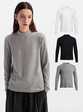 ESAT 三色半高领雪花纹理抓绒长袖打底衫