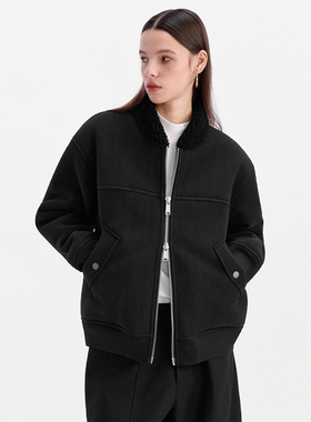 ESAT 皮毛一体仿麂皮毛领加厚飞行夹克