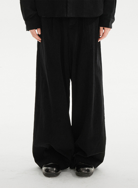 ESAT 灯芯绒打褶全棉阔腿直筒休闲长裤